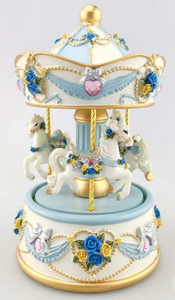 Musical Horse Carousel - Blue/Gold