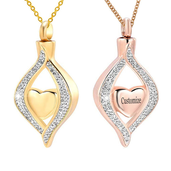 Ashes Necklace - CZ Teardrop Heart