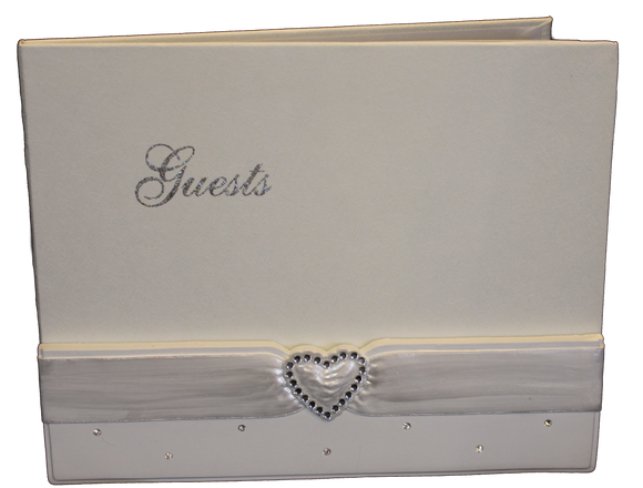 Guest Book - Heart Clasp - White - Resin