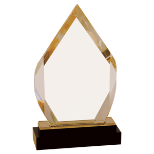 Acrylic Diamond Gold Fusion Impress Award 8" w/Black Glass Base