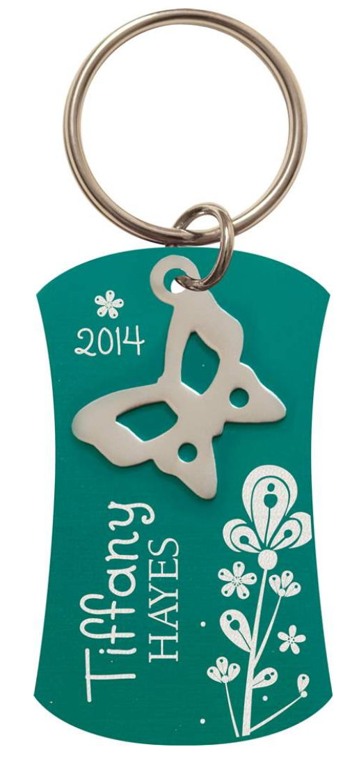 Teal Keychain with Butterfly Charm
