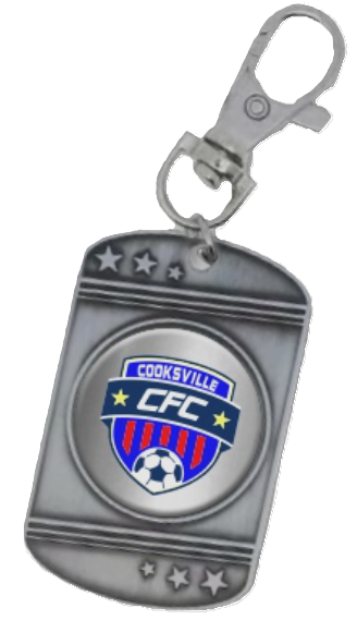 Dog Tag Keychain or Zipper Pull with Sport Insert.