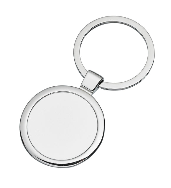 Alpine Keychain - 2-Tone Silver Circle.