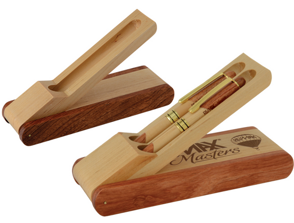 Angled Pen Case Maple/Rosewood.
