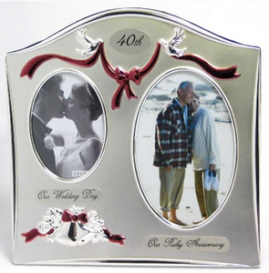 40th Anniversary Frame - Silver with Red Ribbon.