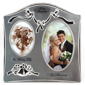 Anniversary Frame - Silver with Silver Ribbon.