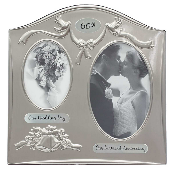 60th Anniversary Frame - Silver with Silver Ribbon.