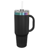 Polar Camel 40oz Travel Mug with Straw & Snap Lid - Black Prism