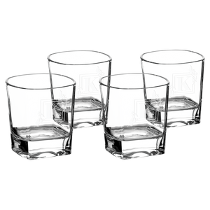 Glass Set 4 piece 8oz Square Rocks