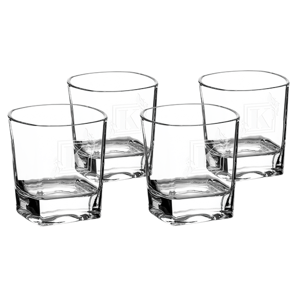 Glass Set 4 piece 8oz Square Rocks