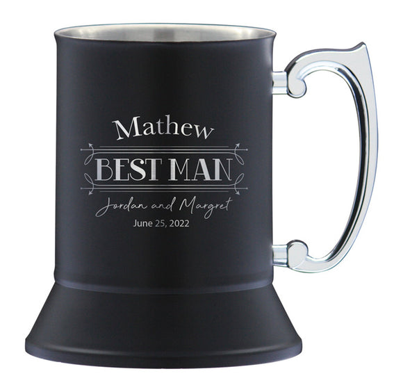 Stainless Steel Tankard - Matte Black 16oz.