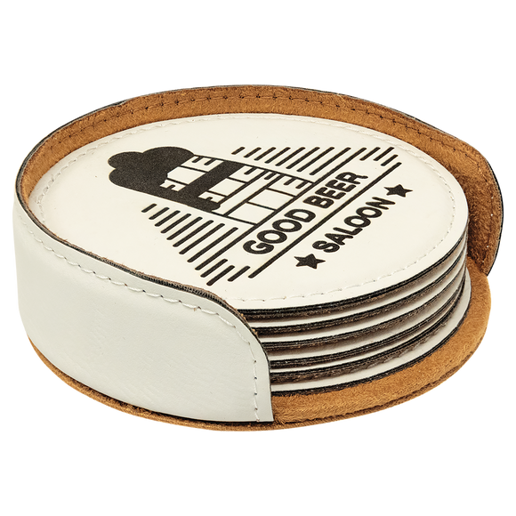 Leatherette Coaster Set with Holder