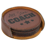 Sport Leatherette Coaster Set with Holder