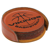 Sport Leatherette Coaster Set with Holder