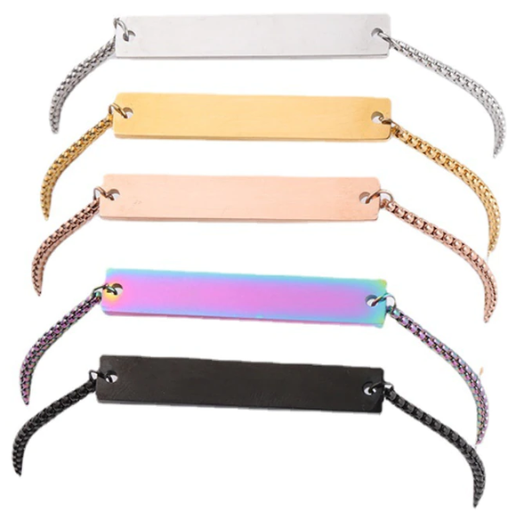Bar ID Bracelet - Stainless Steel - Adjustable