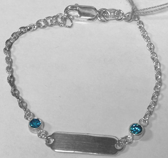 Baby ID Bracelet with Blue CZ - Sterling Silver