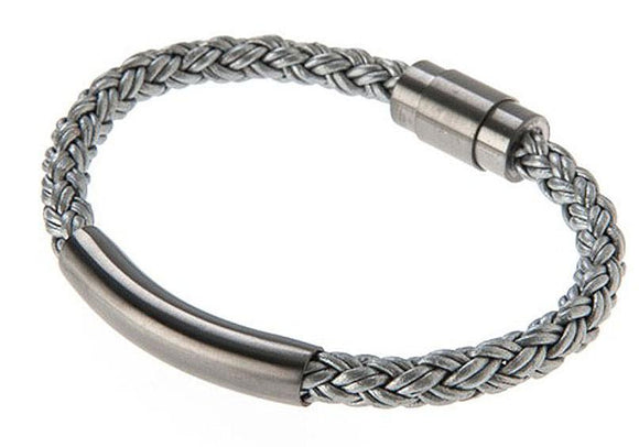Blackjack Bracelet - Leather & Gunmetal Plated Stainless Steel.