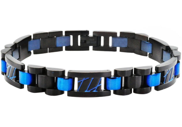 Blackjack Bracelet - Blaxk with Blue Stripes.