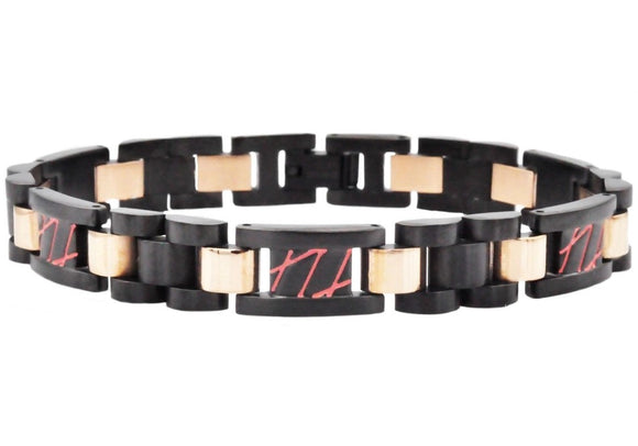 Blackjack Bracelet - Black & Rose with Red Stripes.