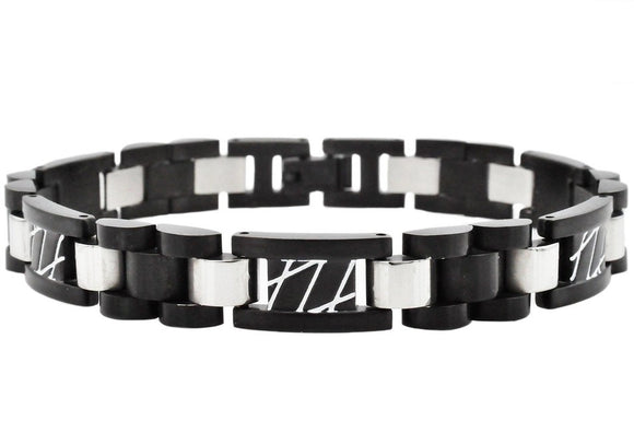 Blackjack Bracelet - Black with White Stripes.