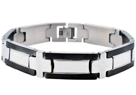 Blackjack Bracelet - Black Edged Stainless Steel.