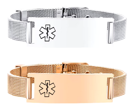 Medical Alert Bracelet - Mesh Buckle Stainless Steel