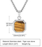 Necklace - Square w/Stone - St.Steel