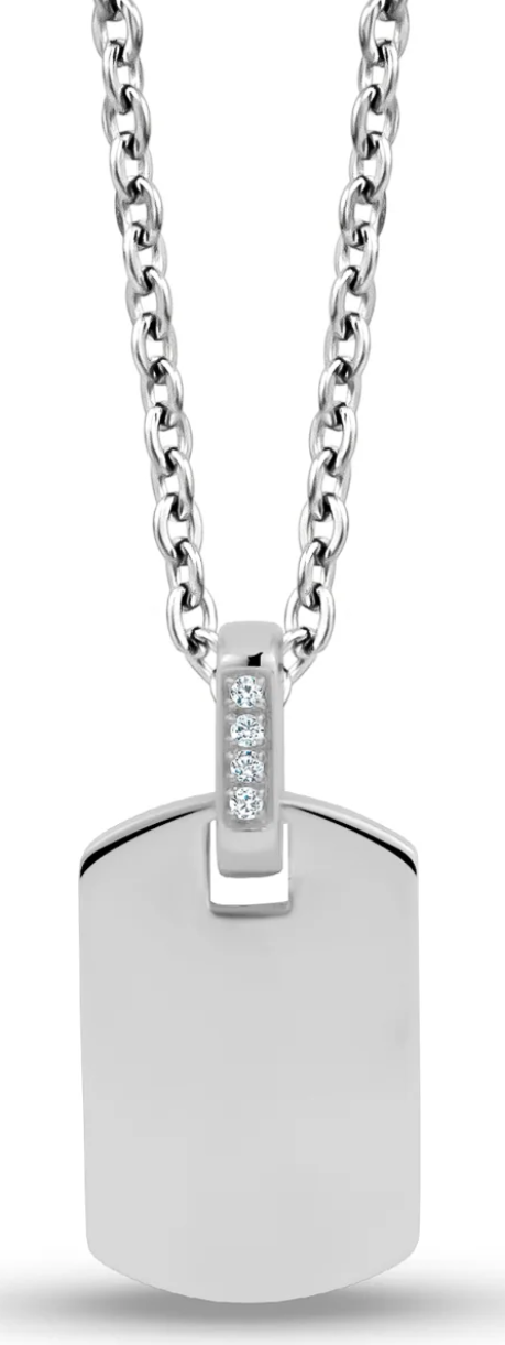 ARZ Necklace - Dog Tag with CZ Bail