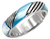 Ring - Stainless Steel with Sea Blue Conch
