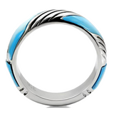 Ring - Stainless Steel with Sea Blue Conch