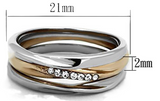 Ring - 2-Tone Rose Gold & Silver with CZ - 3 pc Stainless Steel