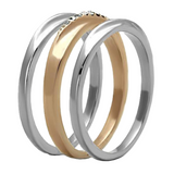 Ring - 2-Tone Rose Gold & Silver with CZ - 3 pc Stainless Steel