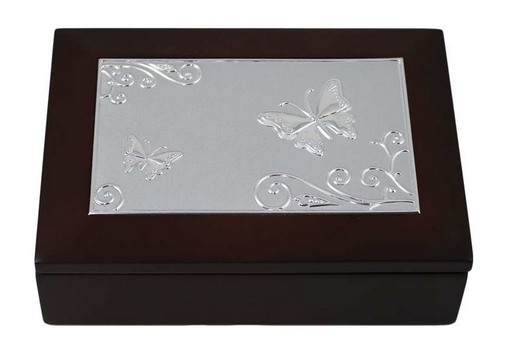 Jewelry Box with Silver Butterfly Design.