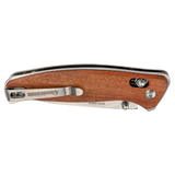 Bison River Button Lock Folding Knife with Clip 4.5" Padauk Wood