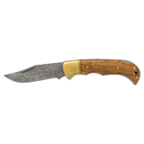 Bison River Knife - 3.75" Damascus Steel & Acacia Wood with Sheath