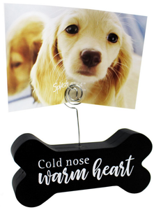 Dog Bone with Photo Clip "Cold Nose Warm Heart"