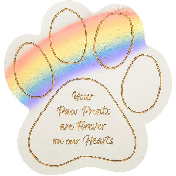 Pet Stone - Pawprint with Rainbow.