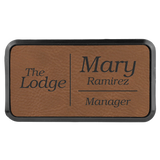 Badge with Frame - Rectangle 3x1.5 Leatherette