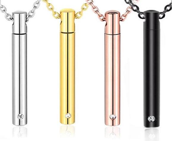 Ashes Necklace - Cylinder w/CZ