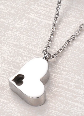Ashes Necklace - Heart w/Cutout Heart