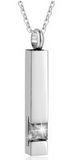 Ashes Necklace - Vertical Bar w/CZ
