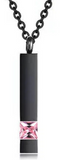 Ashes Necklace - Vertical Bar w/CZ - Black