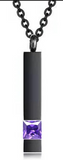 Ashes Necklace - Vertical Bar w/CZ - Black