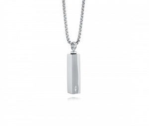 Ashes Necklace - Vertical Bar w/CZ - Italgem Steel