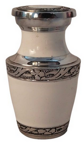 3" Keepsake Urn - Vine Pattern - White