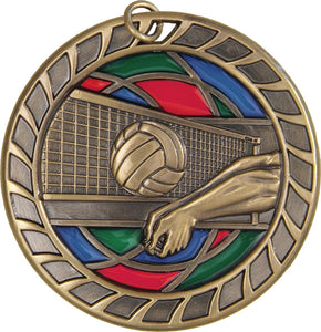 Volleyball Stained Glass Medal - 2.5″
