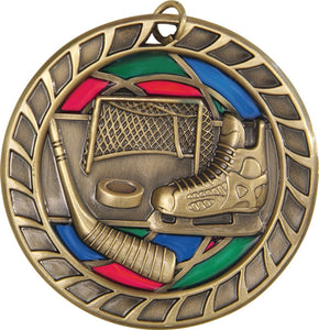 Hockey Stained Glass Medal - 2.5"