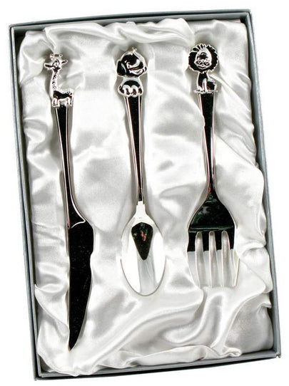 Cutlery Set - 3 piece Animals - Silverplated