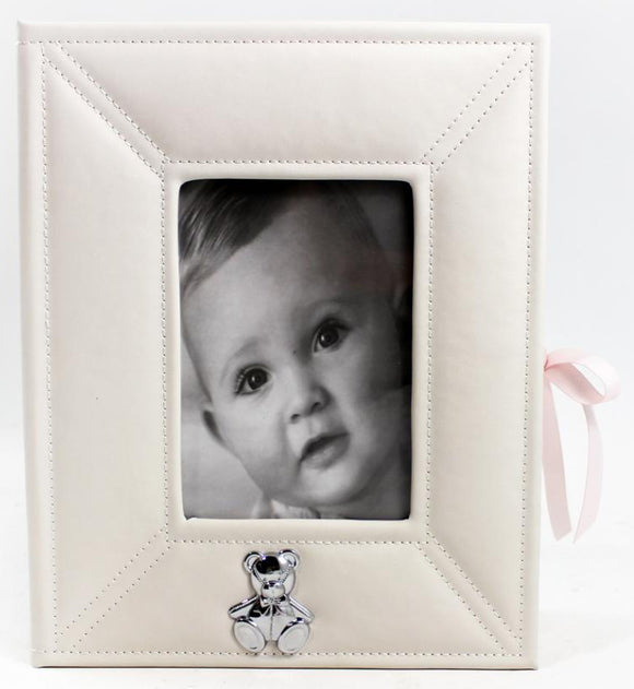 Baby Keepsake Box - White Leatherette.