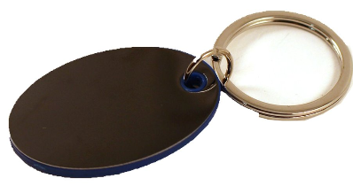 Keychain - Blue w/black plate - Oval